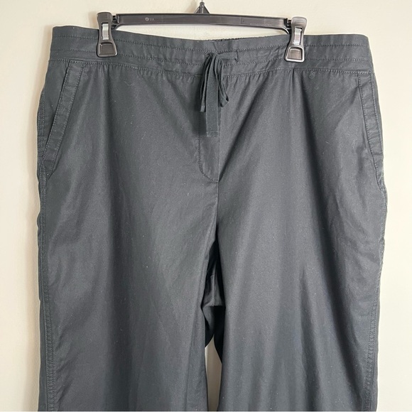 Talbots Elastic Drawstring Waist Cropped Pants-Cotton Blend-Black-Size 18 - Picture 3 of 10